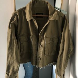 Olive green cropped shacket - great for summer!